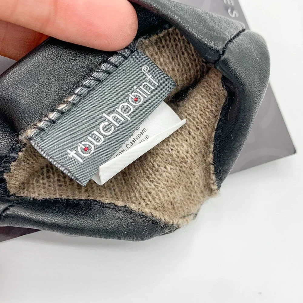 Touchpoint by Fownes Black Leather Cashmere Lined Gloves